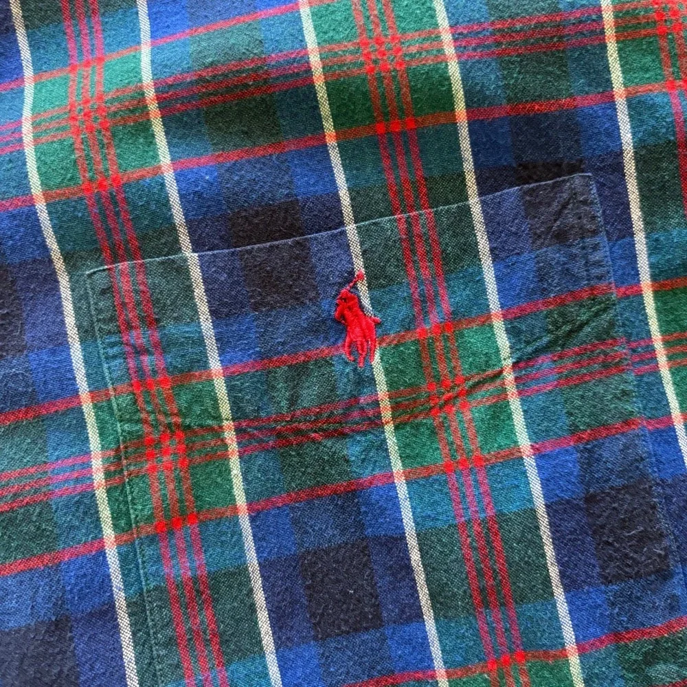 Ralph Lauren Blaire Mens Large Blue Green Red Plaid Button Down‎ Cotton Shirt